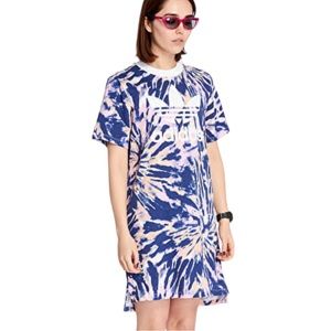 Adidas pink & blue tie dye t-shirt dress size M
